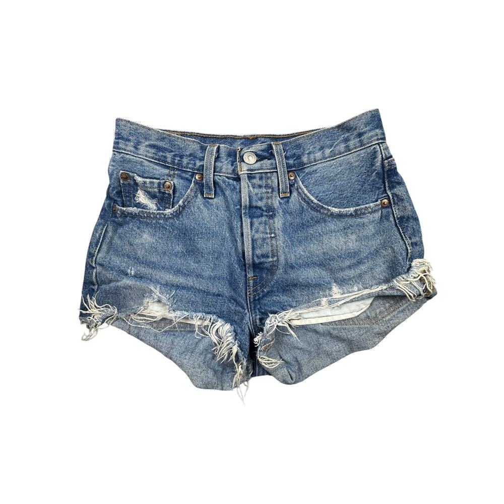 Levi's 501 Premium Original High Rise Cutoff Denim Shorts 24 Cotton